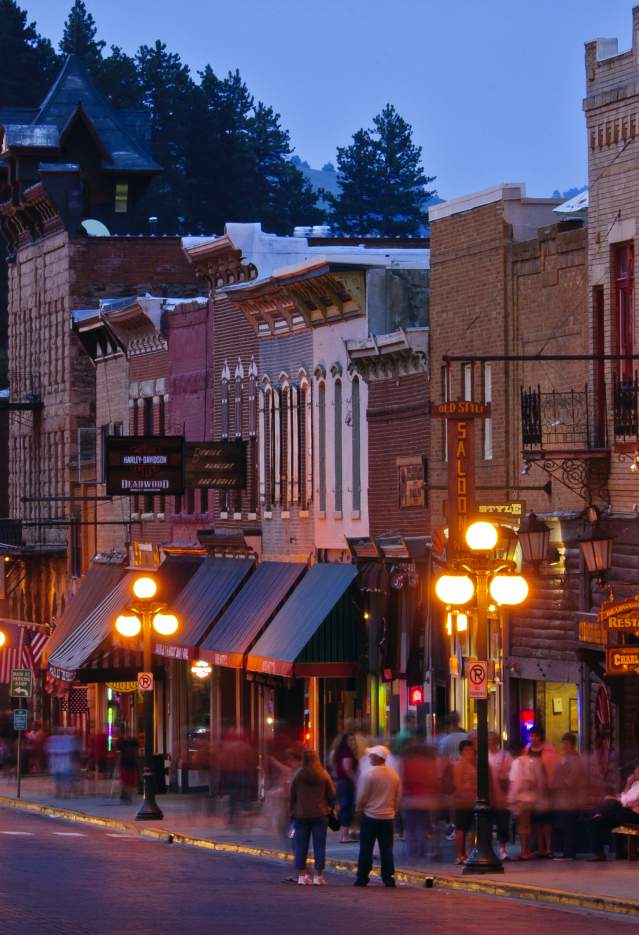 Downtown Deadwood at night
