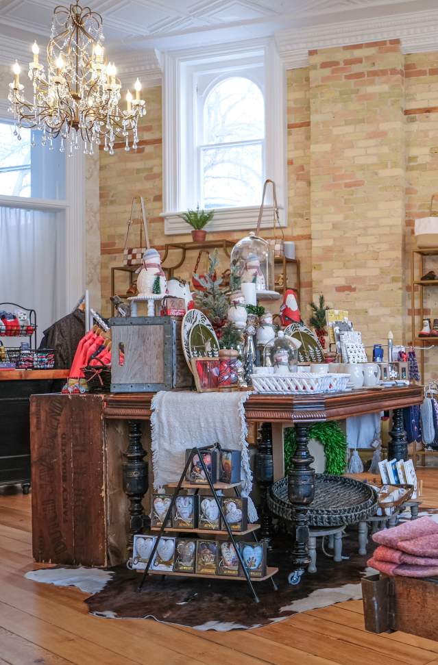 Interior shot of giftshop, clothing, and gifts displayed