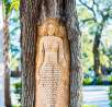A mermaid tree carving is the most famous of the St. Simons Island Tree Spirits