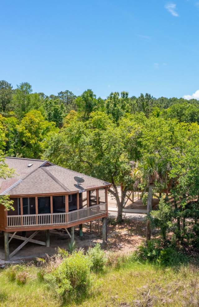 Aerial view of one of the vacation cottages