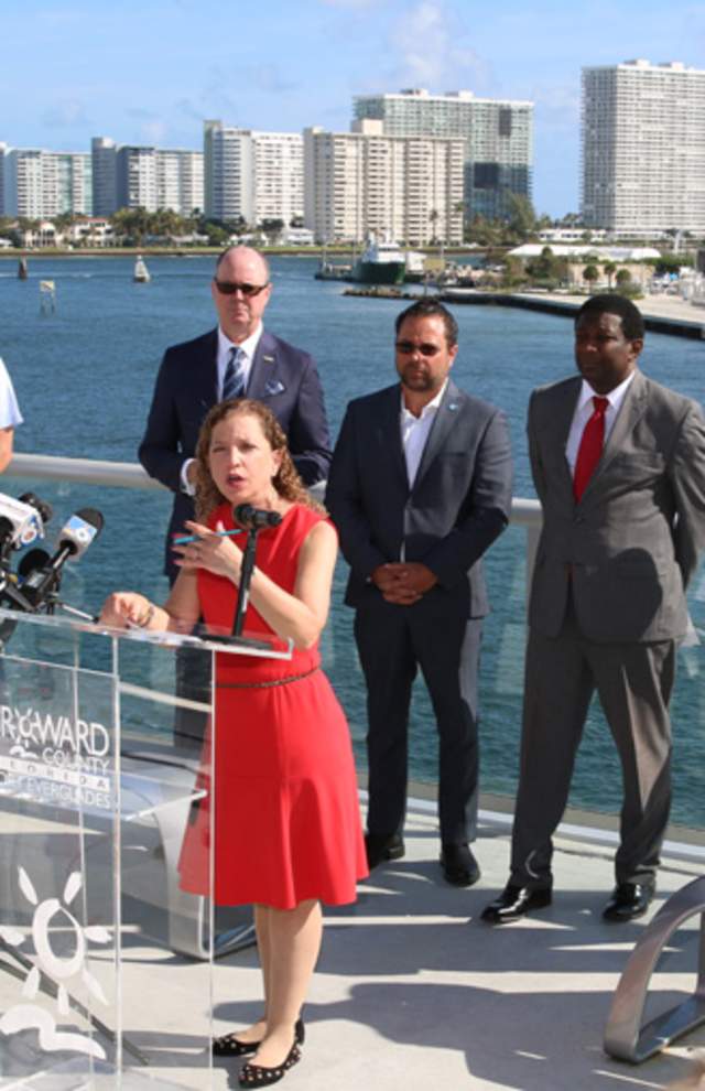 Rep. Debbie Wasserman Schultz and dignitaries at Port Everglades press conference
