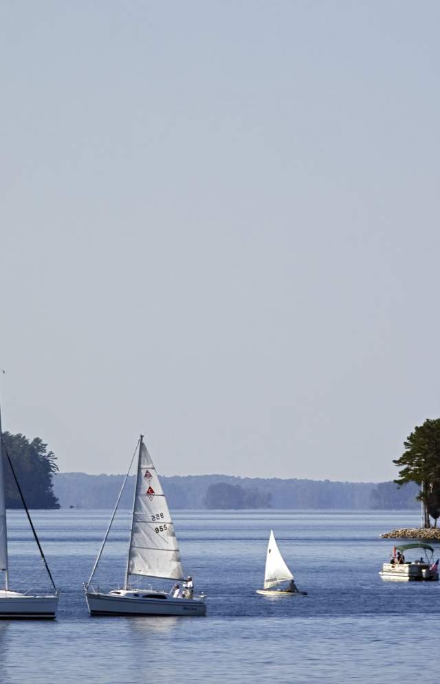 Sailboats on Lake Murray in Columbia, SC