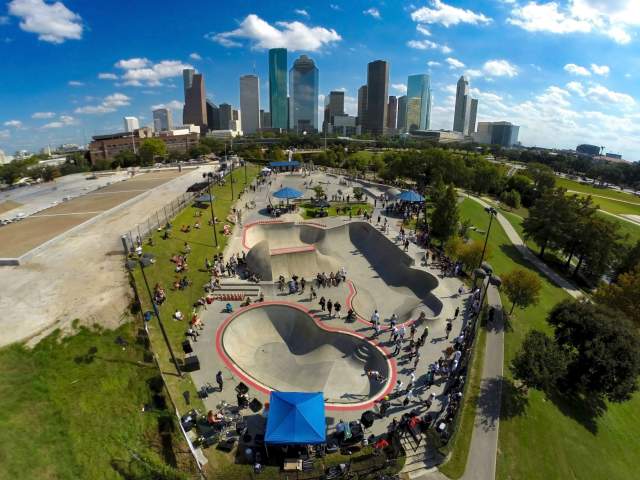 Lee and Joe Jamail Skate Park with Skyline