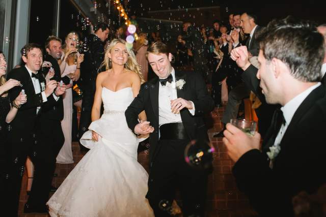 Black tie wedding sendoff