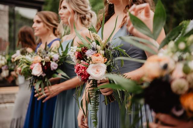 Bridesmaids dresses with flowers