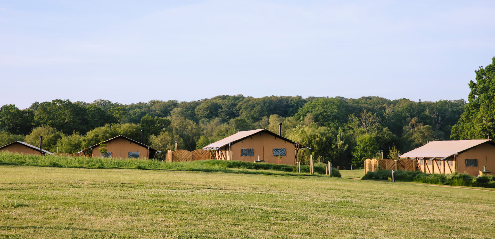 Safari lodges at Green Hill Holiday Village in the New Forest