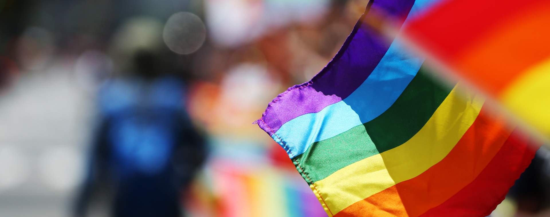 Rainbow flags being waved in support of Pride month in East Yorkshire