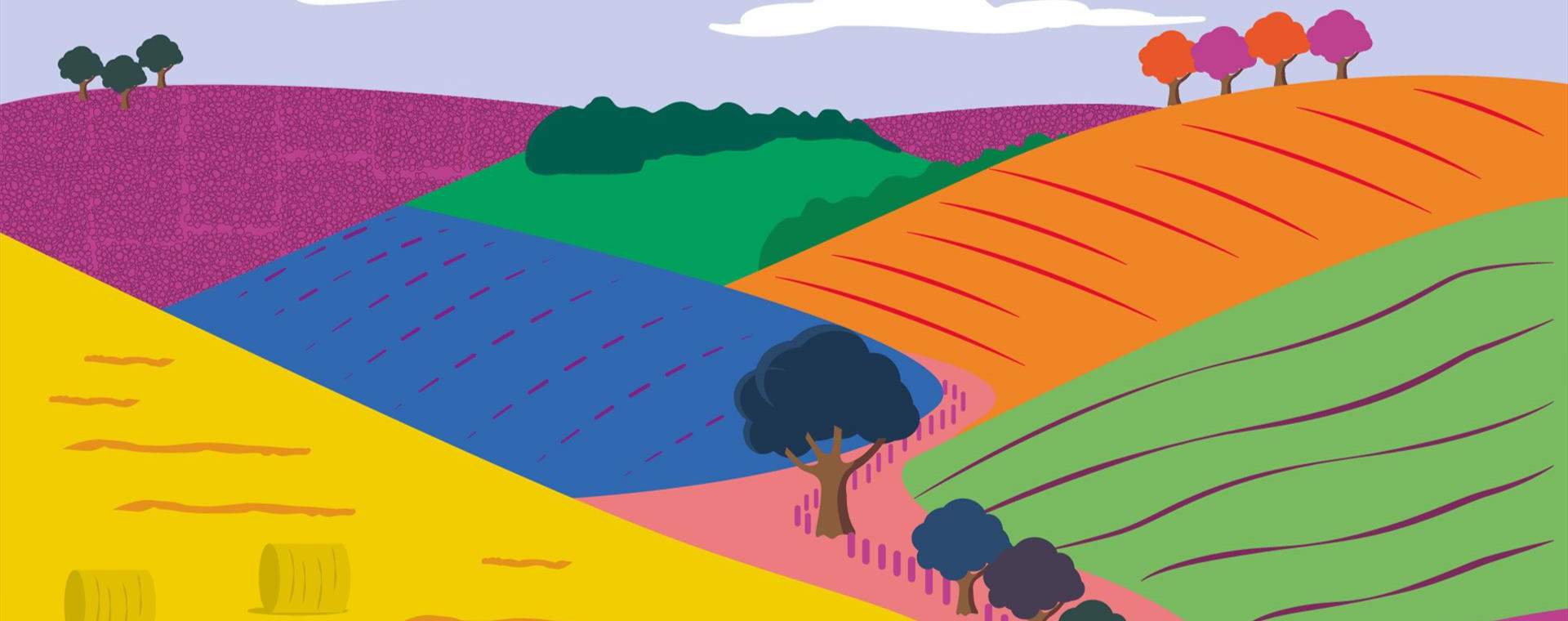 A colourful illustration of the Yorkshire Wolds in East Yorkshire