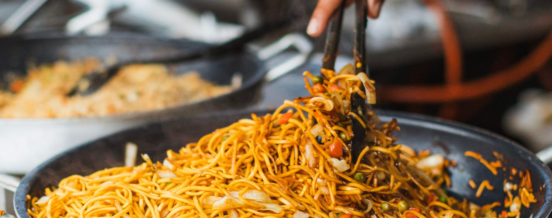 A huge dish of noodles and other street food dishes on offer at the Great British Food Festival at Burton Constable Hall in East Yorkshire