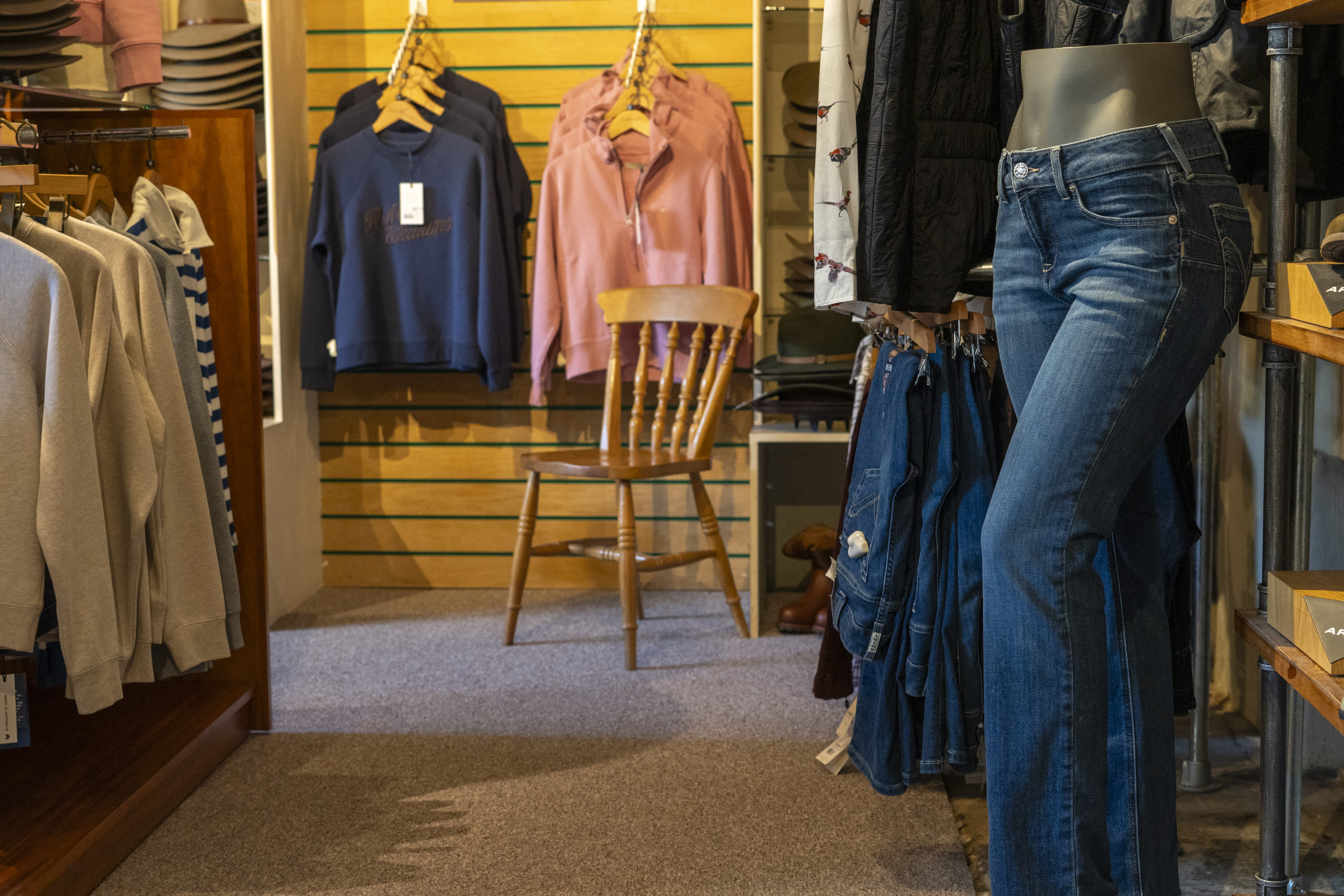 Display of country clothing in Elm of Burford
