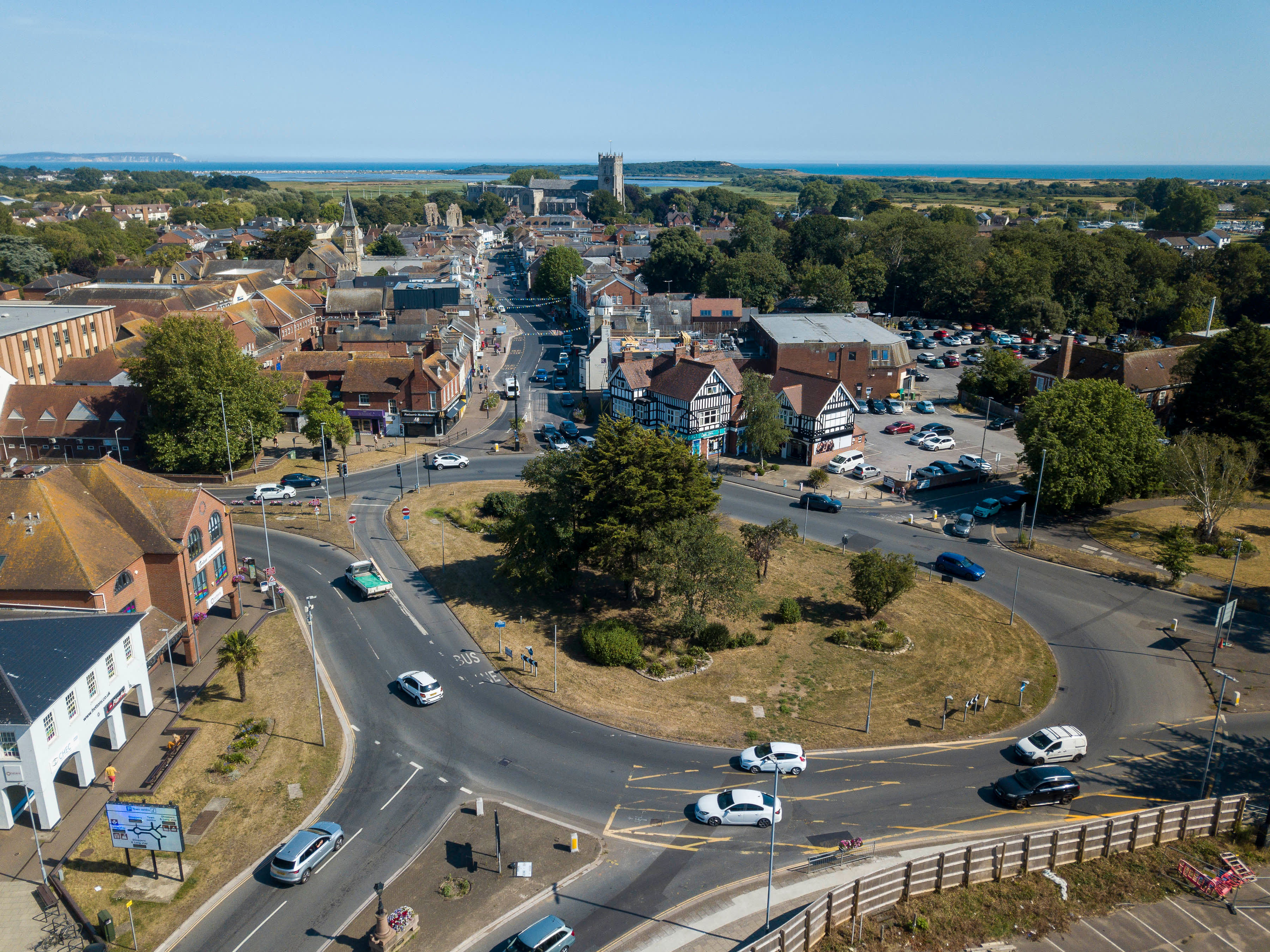 cars on a roundabout