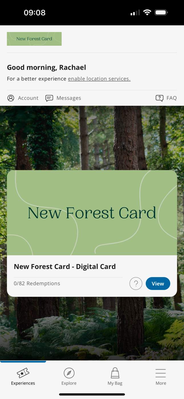 Digital New Forest Card on Mobile