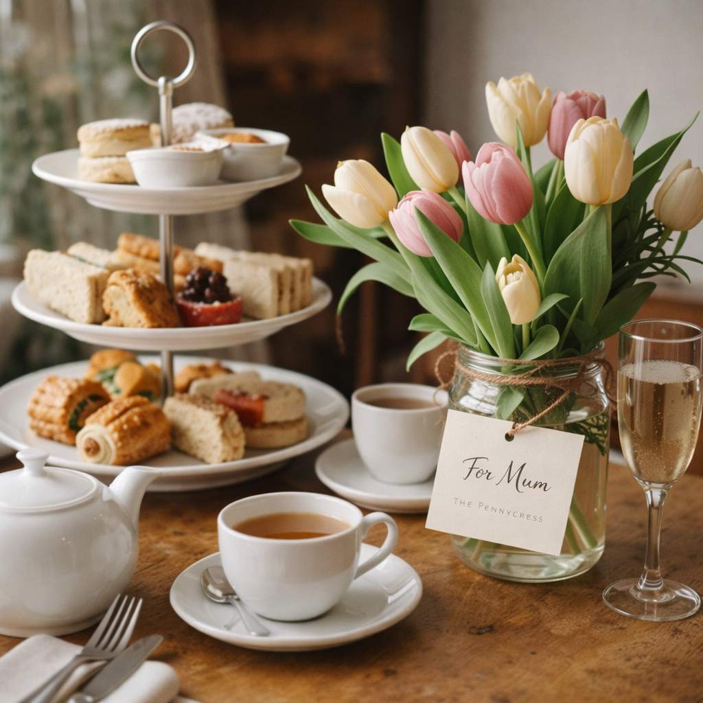 Pennycress Afternoon Tea with tulips