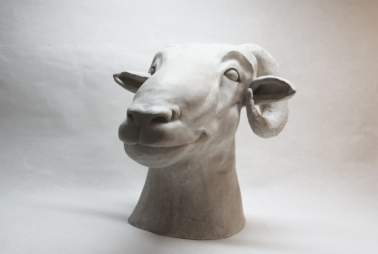 Sculpture of a Ram's head by Young Melmoth