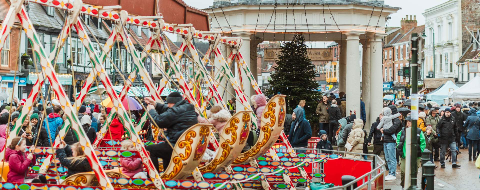 Children's fairground rides at the Beverley Festival of Christmas