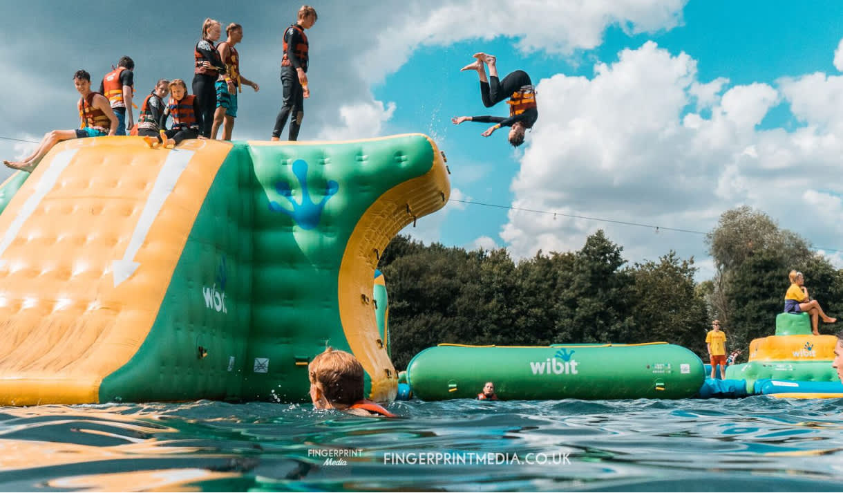 New Forest Water Park - Kids on the Aqua Park in the New Forest