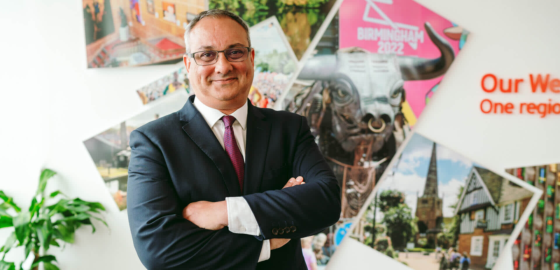 Neil Rami stood in front of images of the West Midlands