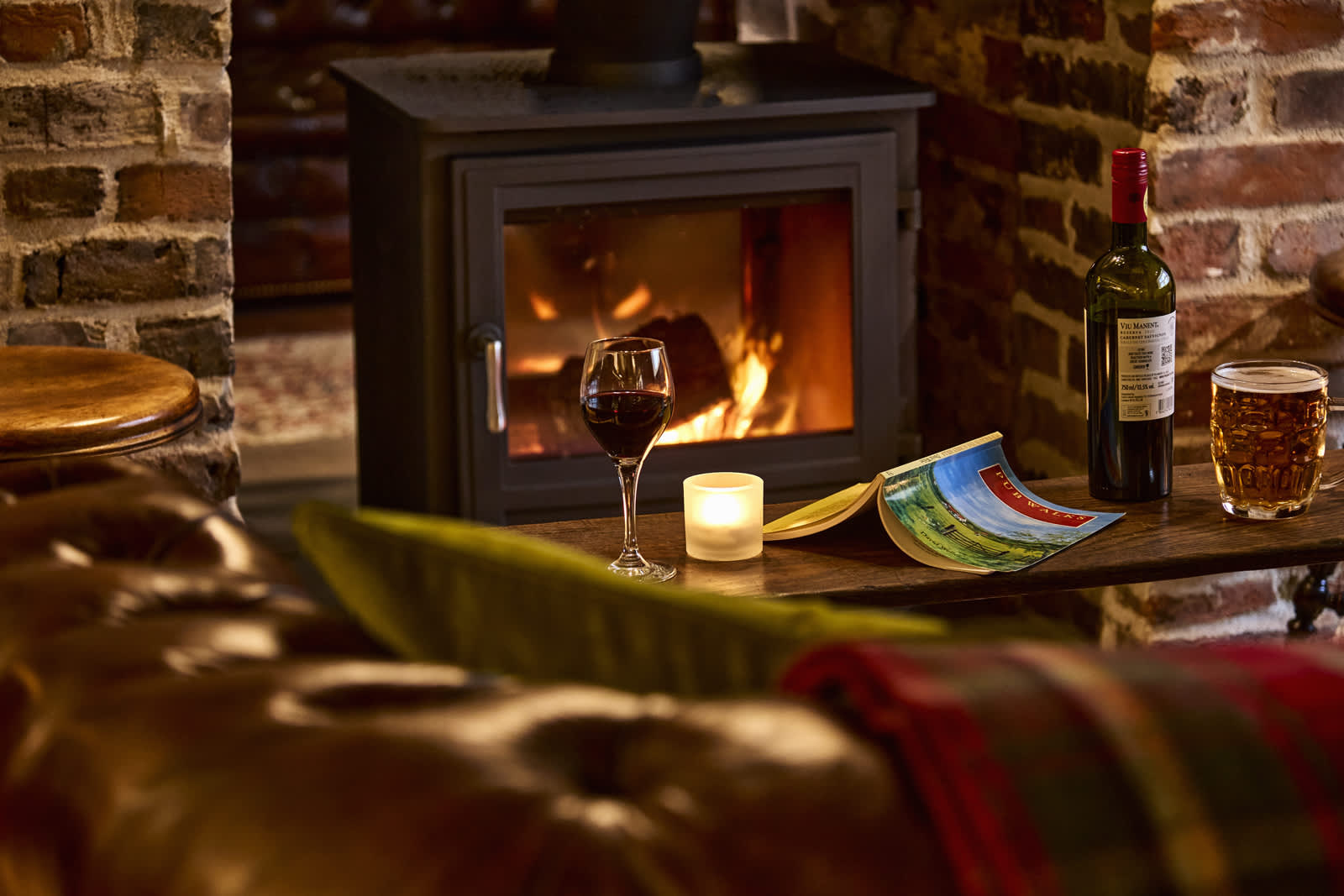 Cosy fireplace at the Black Horse Pub in Climping