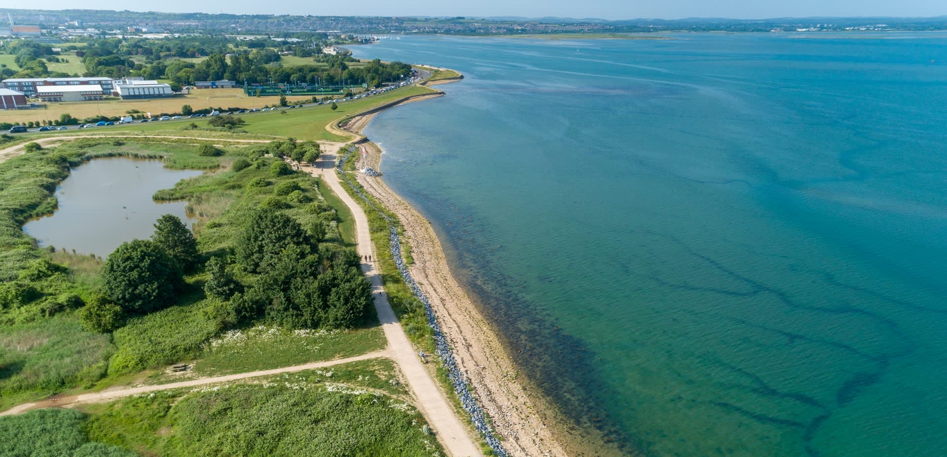 Aerial photograph of Milton Common and Langstone Harbour by Shaun Roster