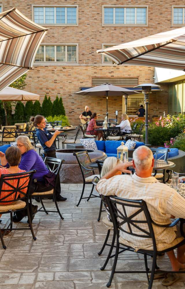 The Wind Family Terrace is an patio space at The Morris Inn on University of Notre Dame campus