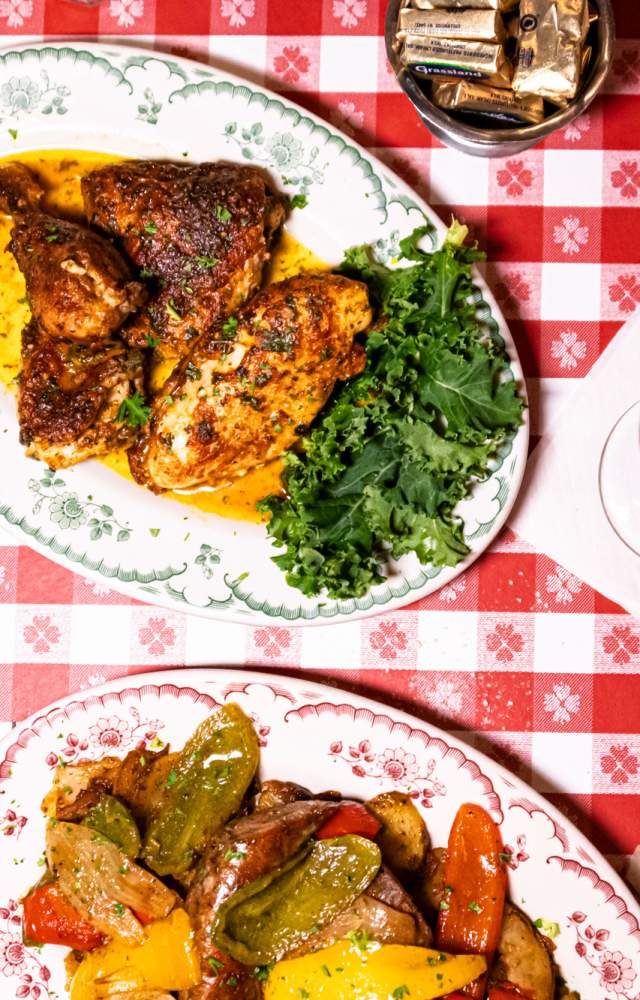 A table of food from Sunny Italy, an Italian restaurant in South Bend