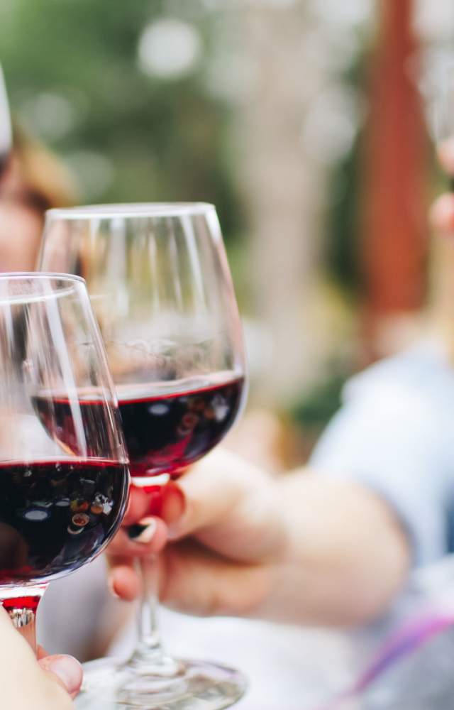 People cheers-ing their wine glasses
