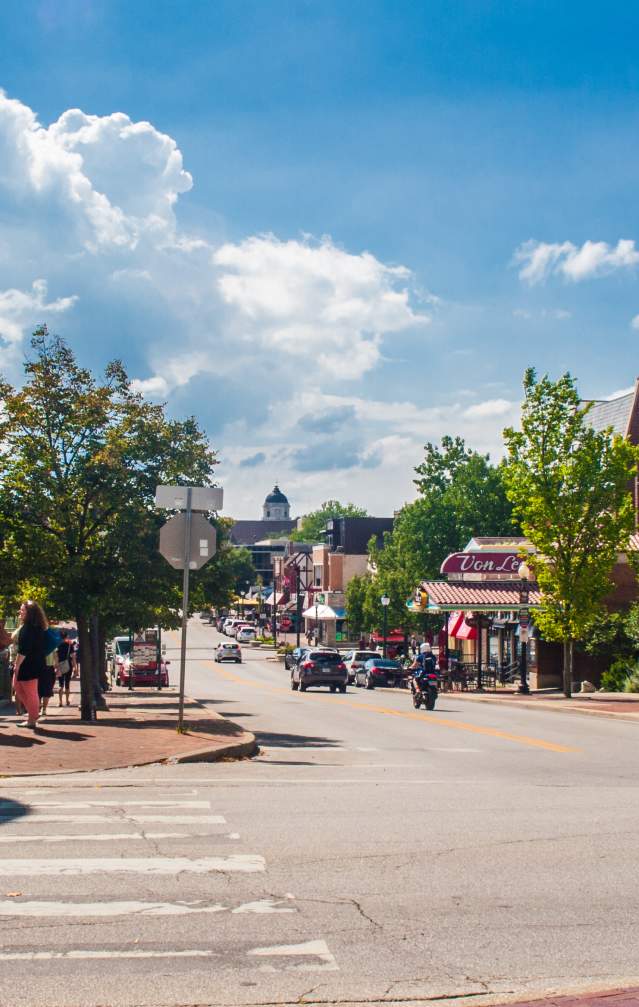 A lively Kirkwood Avenue on a sunny summer day