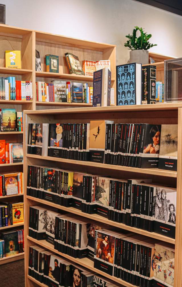 Displays of fiction and classic novels at Morgenstern Books