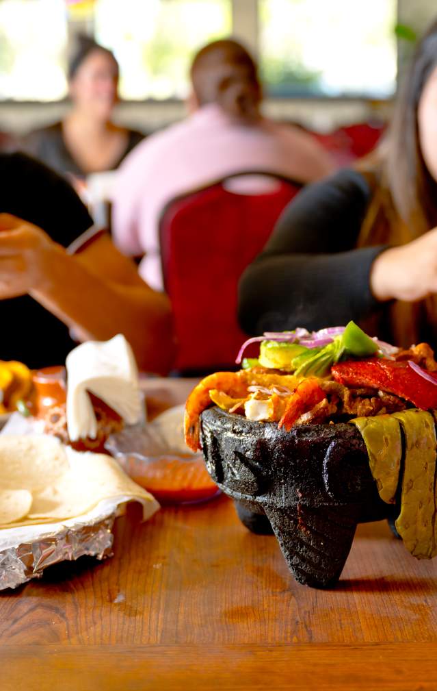 Happy diners at a Mexican restaurant