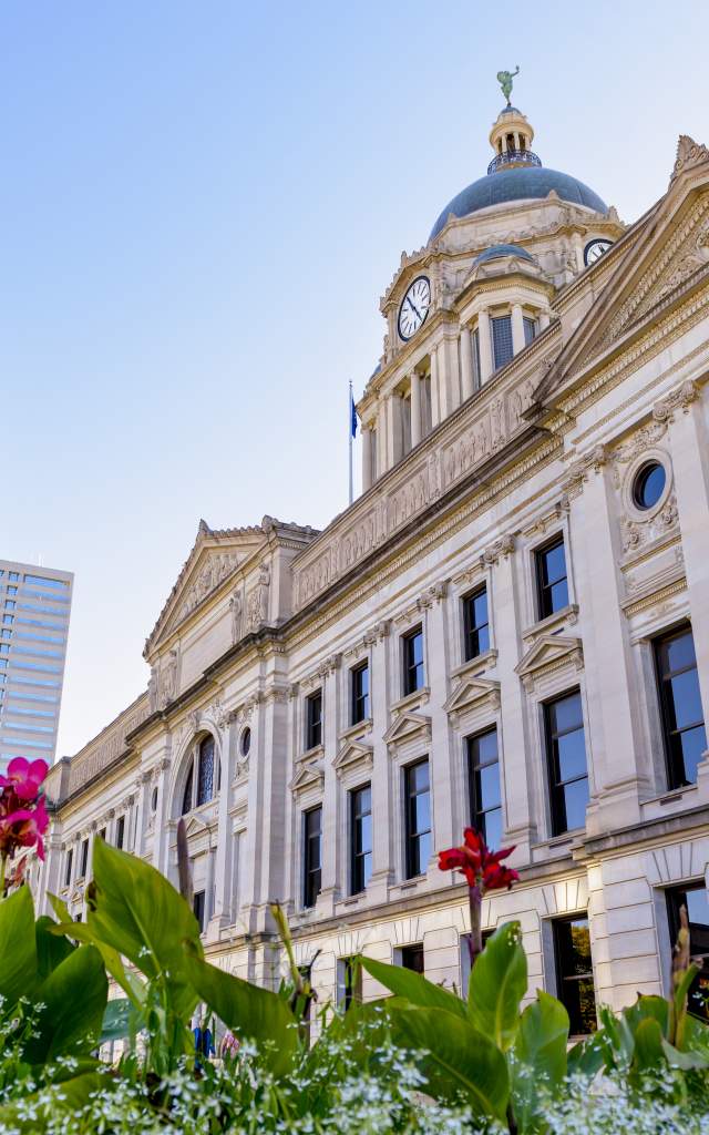 Lincoln Tower and Allen County Courthouse in the Spring