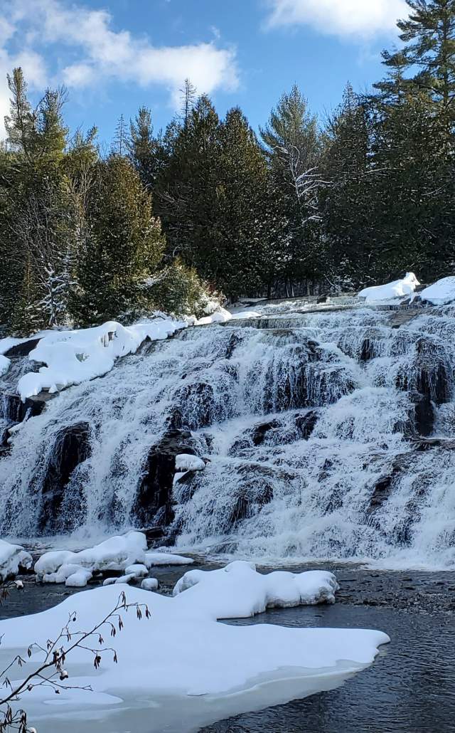 Bond Falls on a winter day in Michigan's Upper Peninsula, USA