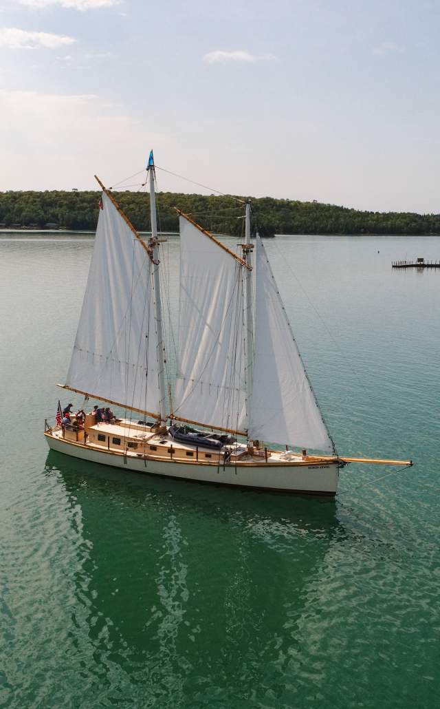 A tall ship, located in Drummond Island in the Upper Peninsula of Michigan