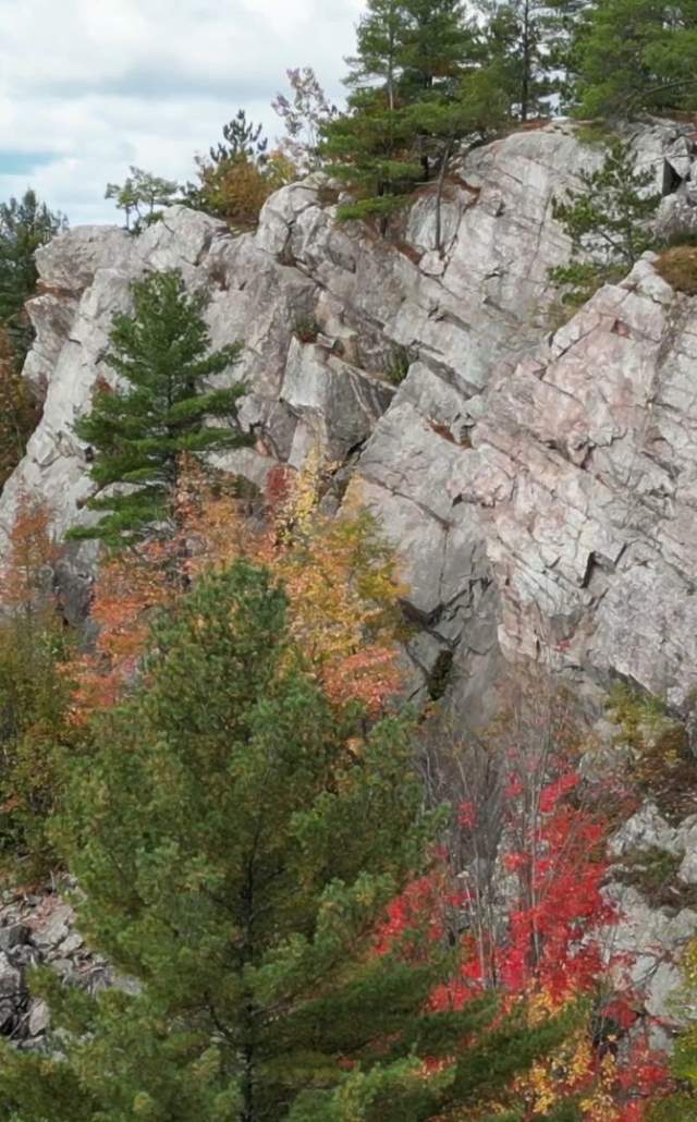Rocky outcropping with fall color in the Upper Peninsula of Michigan
