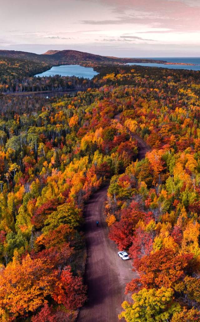 A fall road in the Upper Peninsula of Michigan