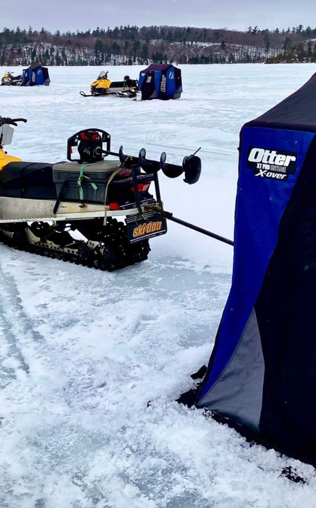 Ice fishing in the Upper Peninsula of Michigan