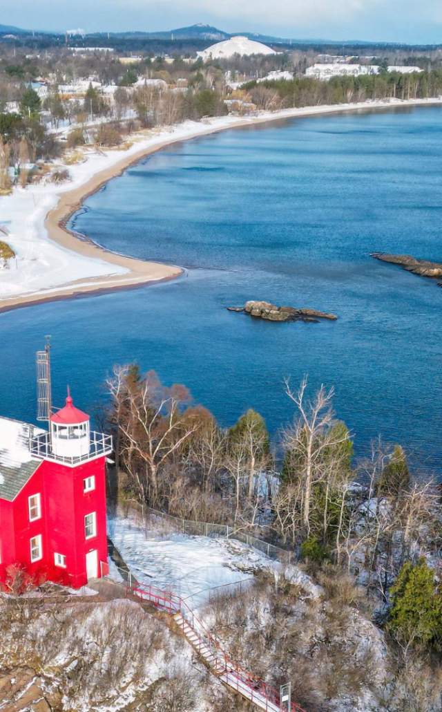 Winter at Marquette Harbor Lighthouse, located in the Upper Peninsula of Michigan