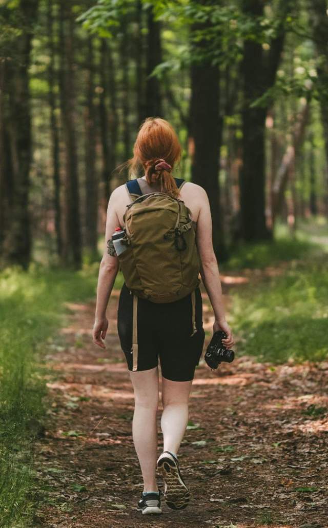 Hiking at Tahquamenon Falls State Park, located in the Upper Peninsula of Michigan