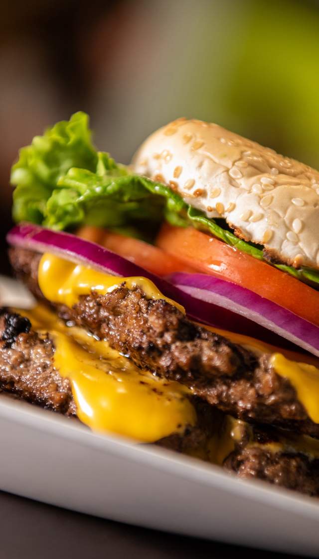 Hamburger at the Purple Onion Cafe in Shallotte