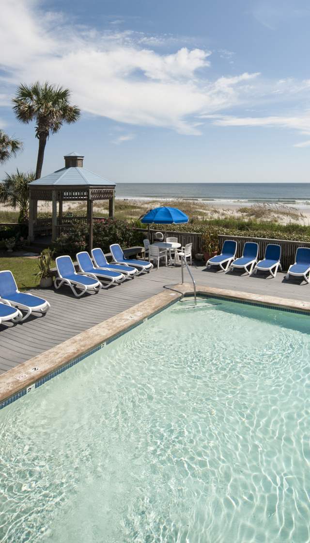 Pool at oceanfront inn on Ocean Isle Beach