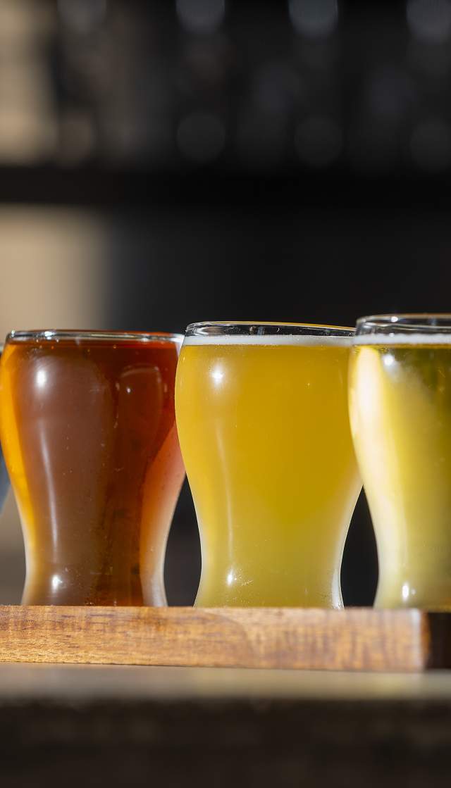 Flight of beer at Red Hare Brewery in Shallotte