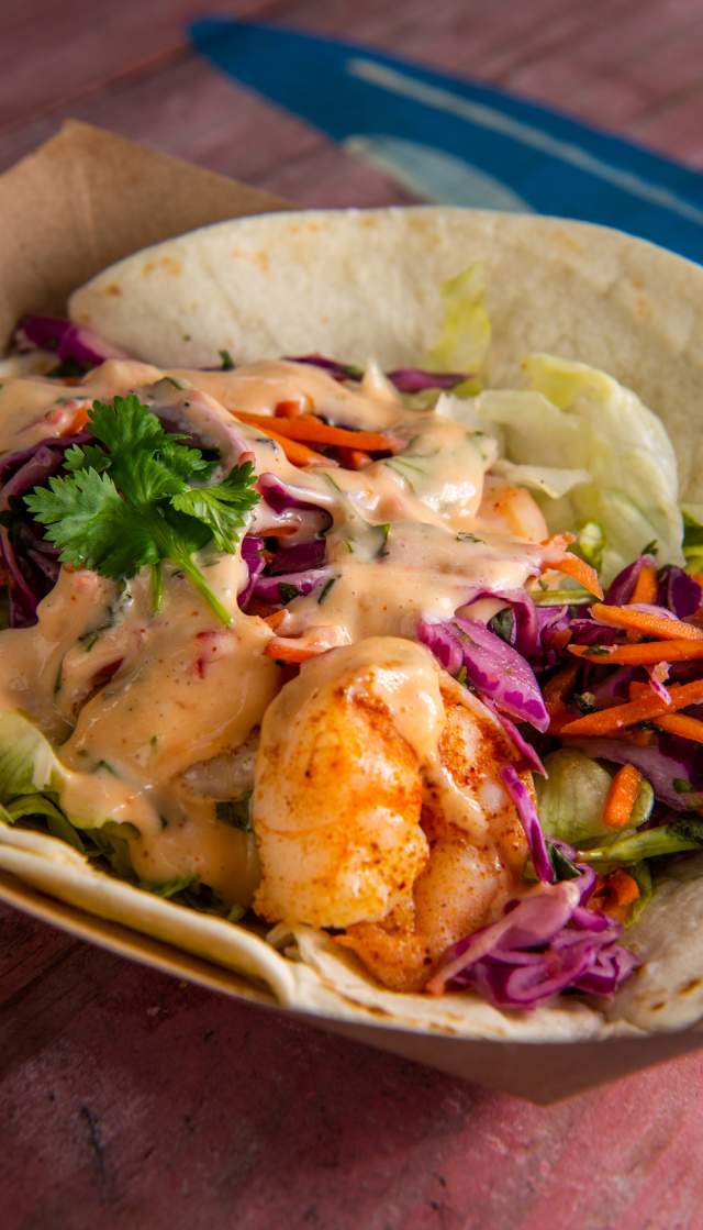 Shrimp taco at Kai Joes on Oak Island