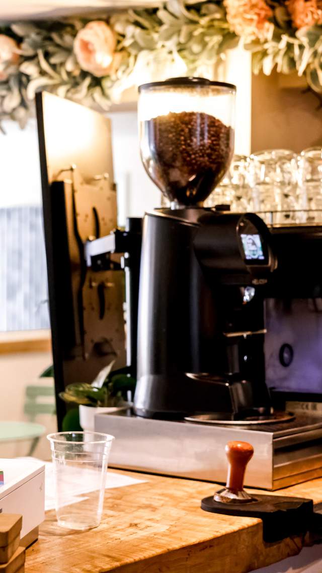 Barista making coffee