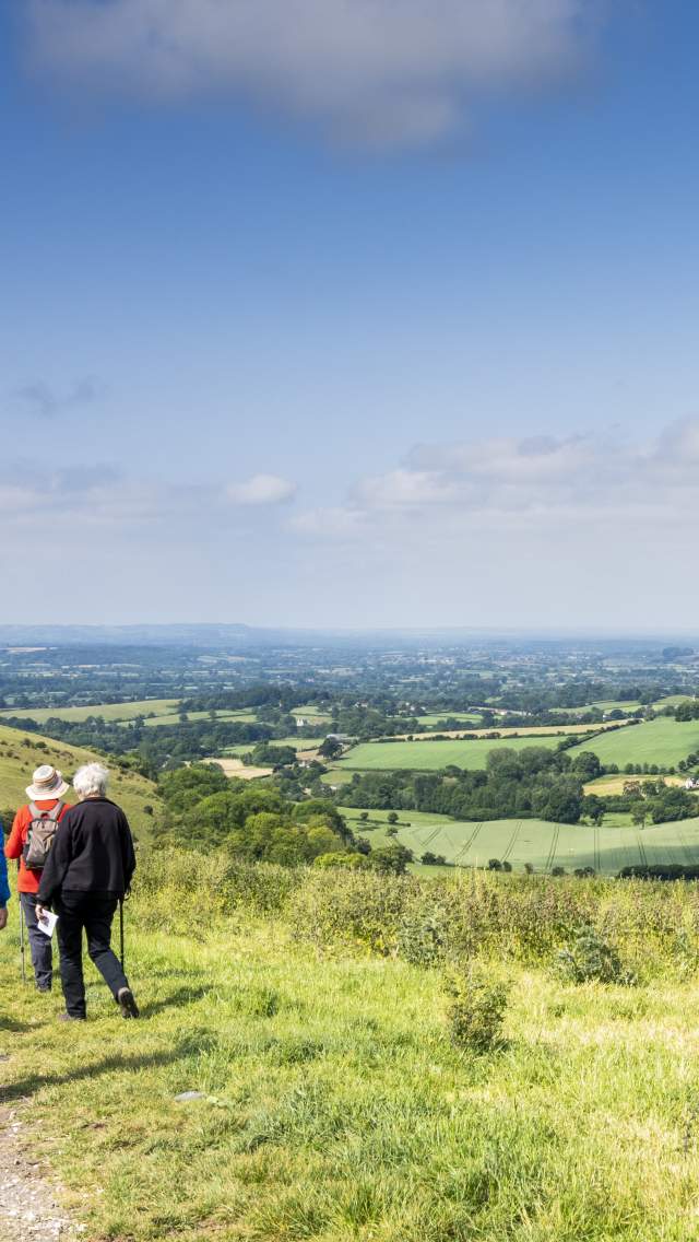 Group of walkers on a trail at Fontmell Downs