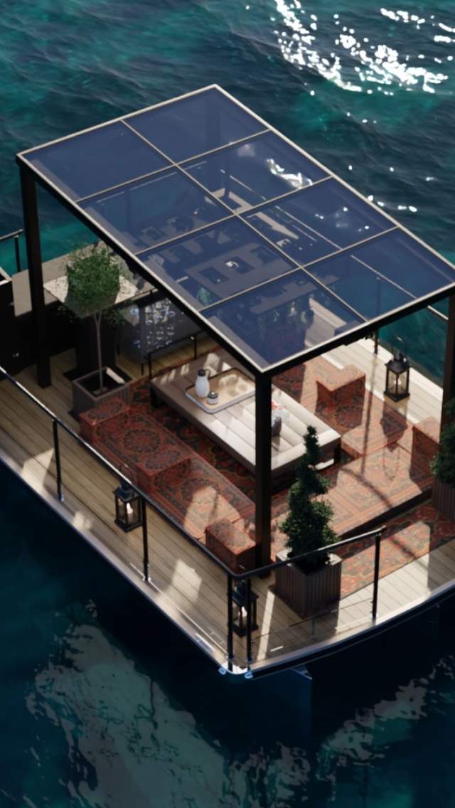 Boon Boat BBQ floating restaurant in Portland Marina, Dorset