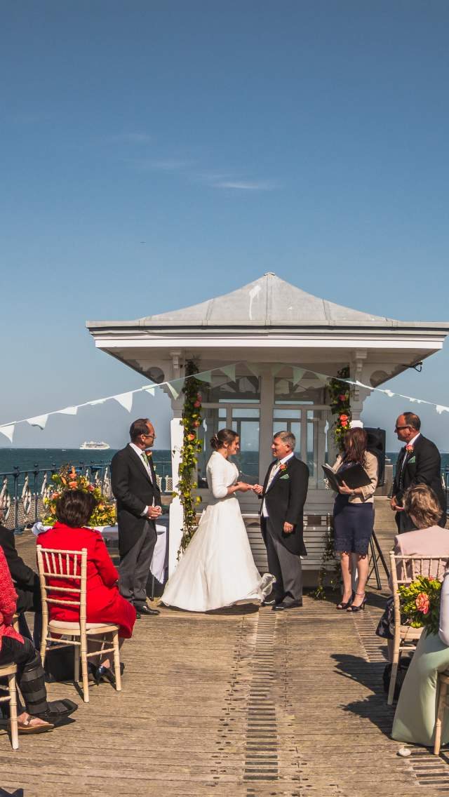 Wedding ceremony on Swanage Pier in Dorset