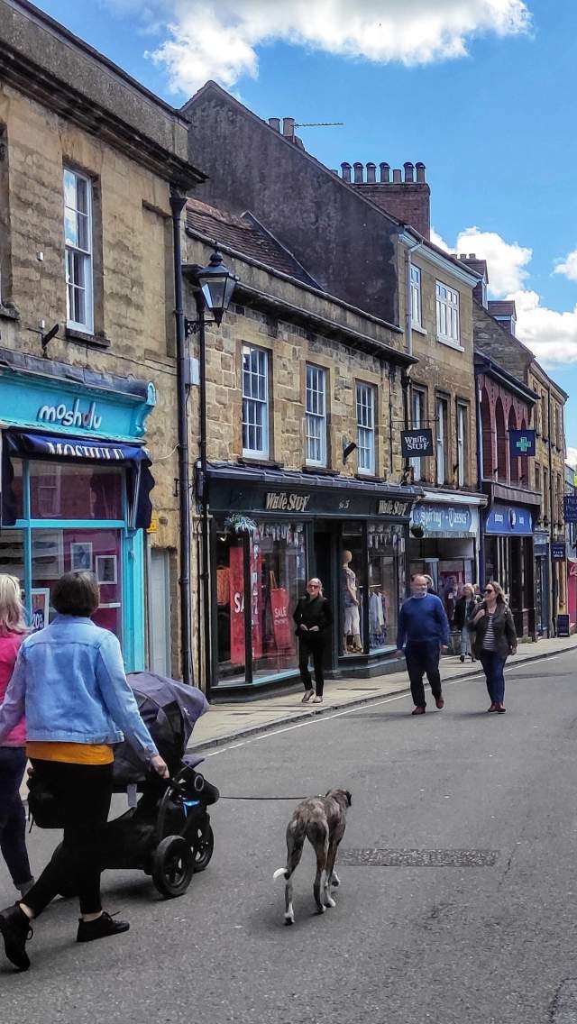 Shoppers walking down Cheap Street, Sherborne