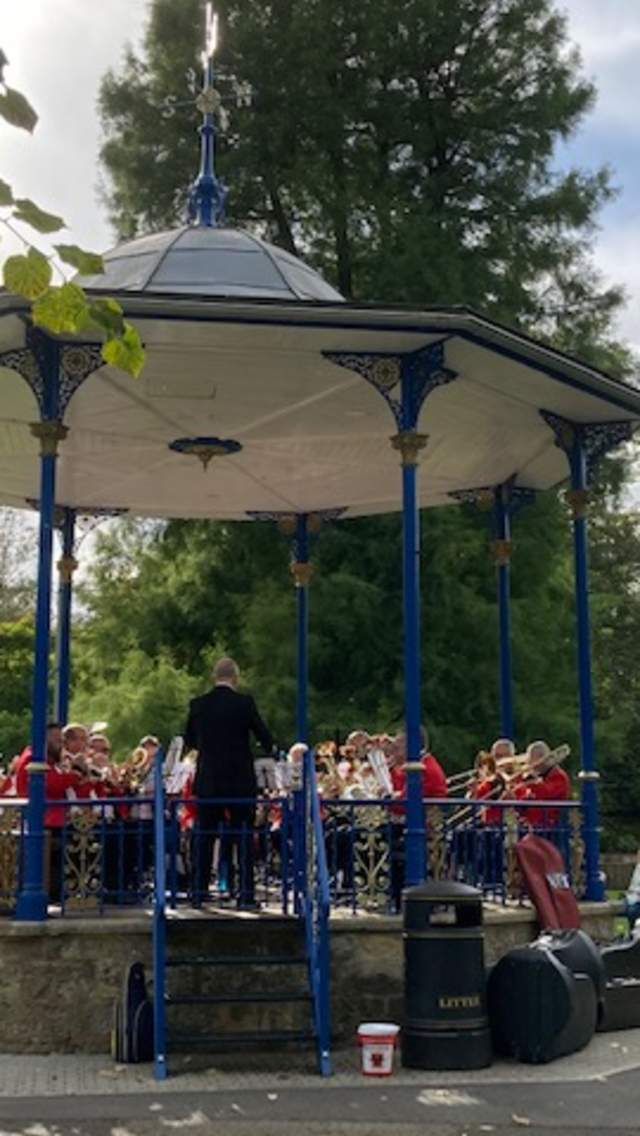 A band performing at the bandstand in Sherborne