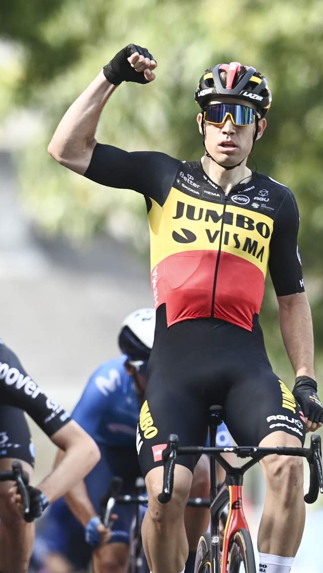 Wout van Aert wins at Bodmin in the Tour of Britain 2021 - photo credit SWpix