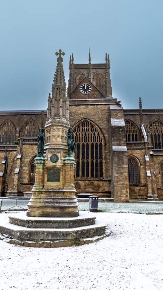 Sherborne Abbey in the snow