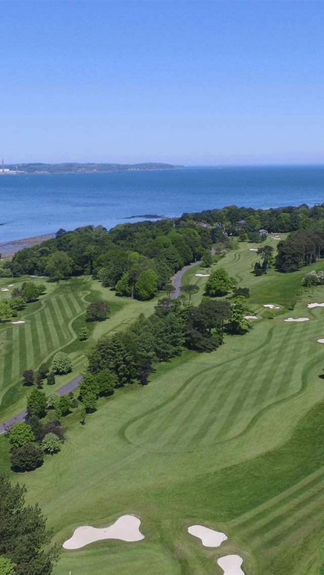 Aerial view of the 4th hole at the Royal Belfast Golf Course.